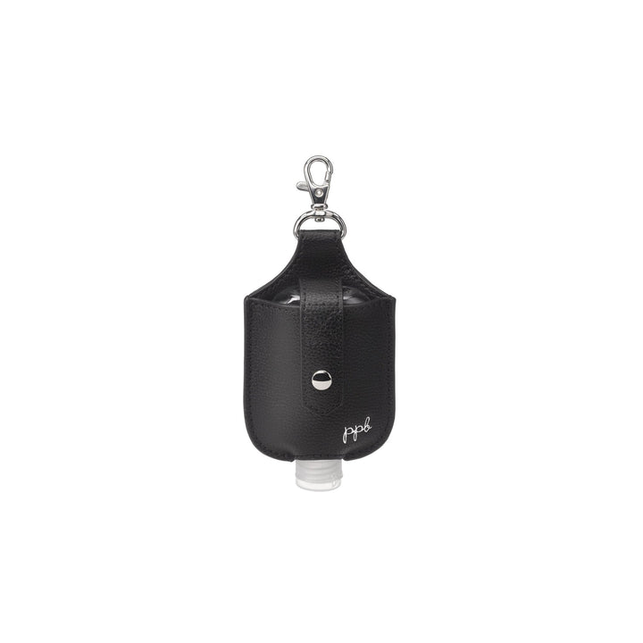 Clip & Clean Hand Sanitizer Pouch in Silver/Pebbled Black Leatherette-Pins-Petunia Pickle Bottom