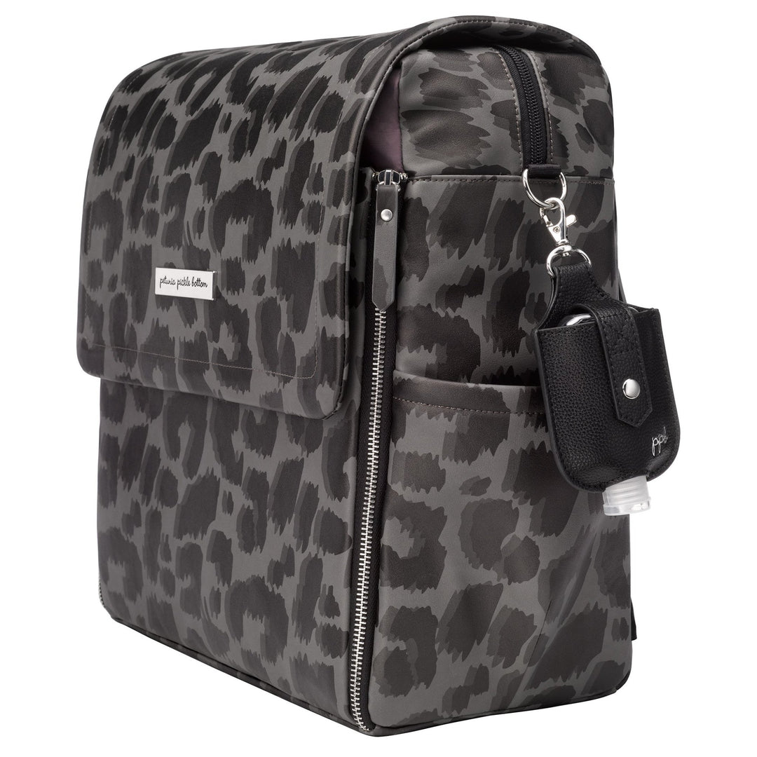 Clip & Clean Hand Sanitizer Pouch in Silver/Pebbled Black Leatherette-Pins-Petunia Pickle Bottom
