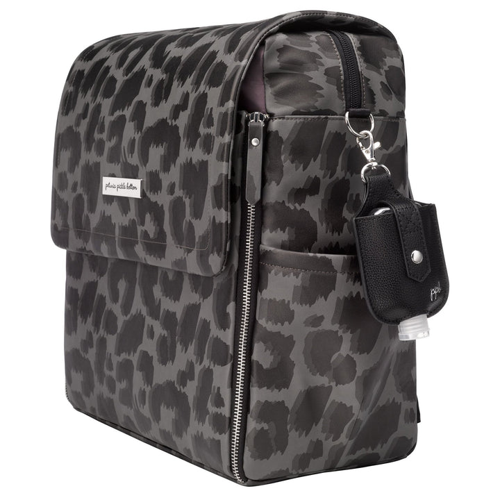 Clip & Clean Hand Sanitizer Pouch in Silver/Pebbled Black Leatherette-Pins-Petunia Pickle Bottom