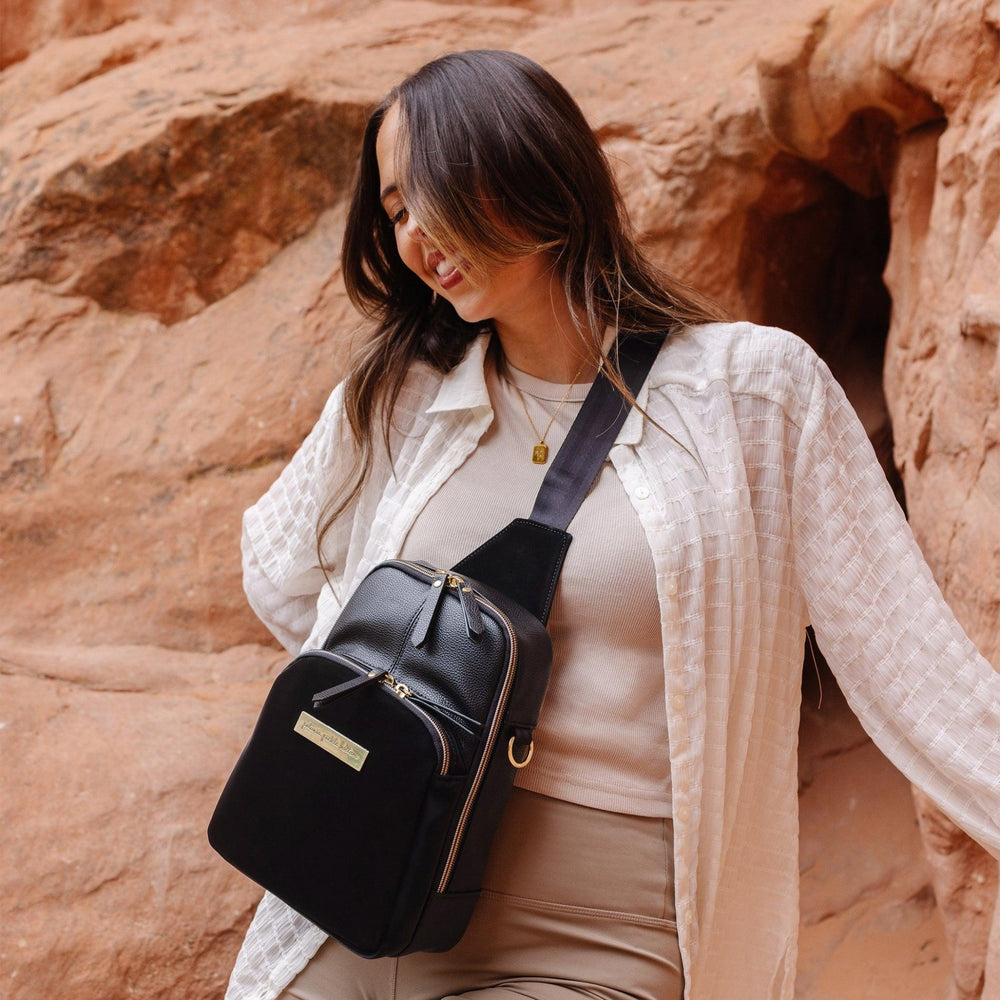 Criss-Cross Sling in Twilight Black-Handbags-Petunia Pickle Bottom