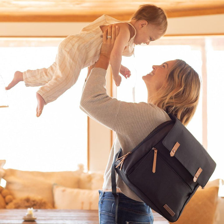 Meta Backpack in Black Matte Canvas-Diaper Bags-Petunia Pickle Bottom