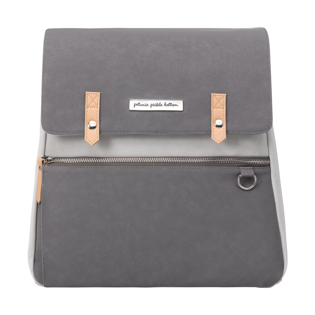 Meta Backpack in Grey Pearl Nubuck Leatherette-Diaper Bags-Petunia Pickle Bottom