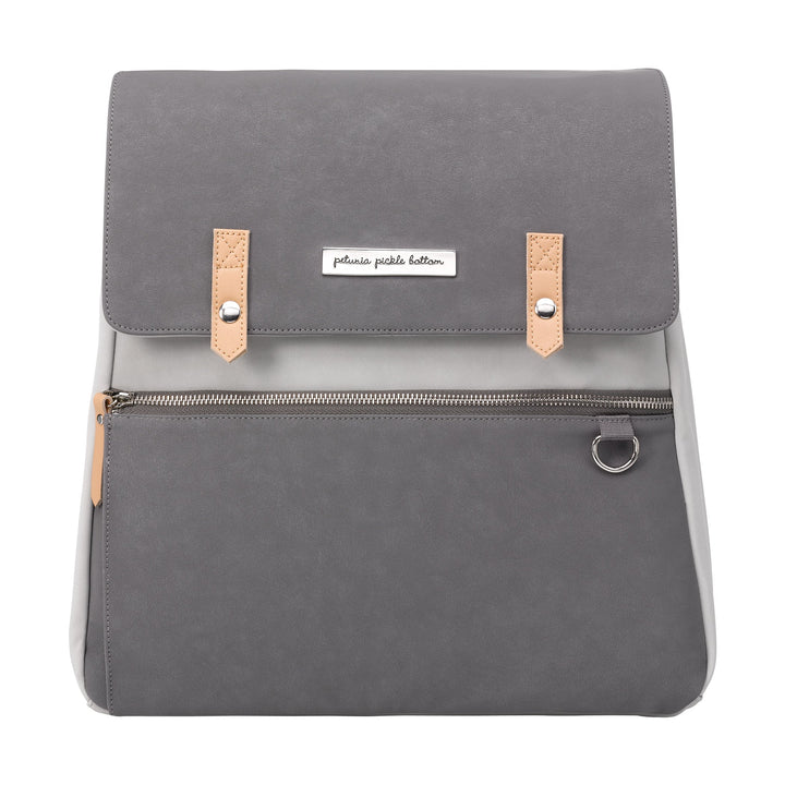Meta Backpack in Grey Pearl Nubuck Leatherette-Diaper Bags-Petunia Pickle Bottom