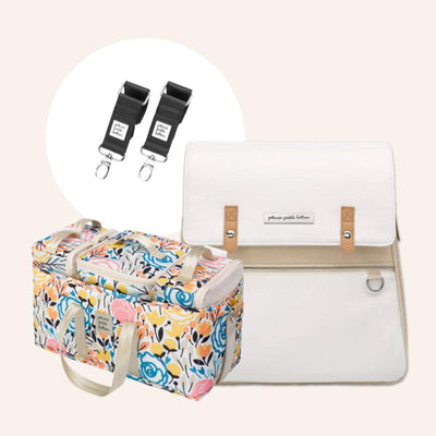 Meta in Toasted Marshmallow, Deluxe Kit & Stroller Clips Bundle-Diaper Bags-Petunia Pickle Bottom